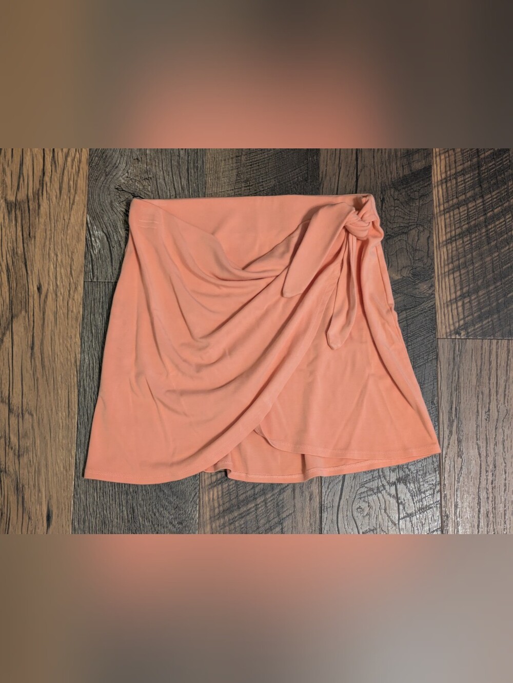 Wilfred Aritzia Peach Orange Jersey Mini Skirt Small Wrap Side Tie Stretch